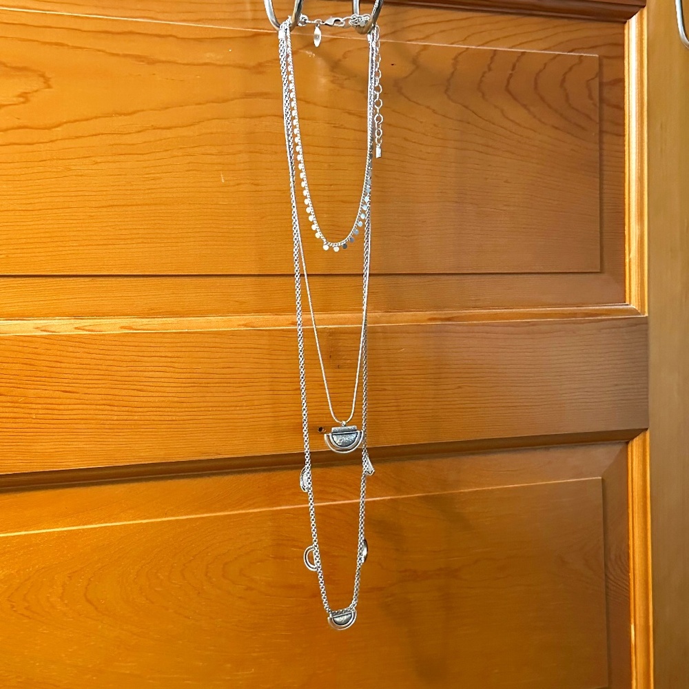 Chico’s Chain Necklace 3 Detachable Strands 3 Lengths 3 Styles 1/2 Circle Charms